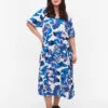 Zizzi Short Sleeve Midi Dress With Print -Chic Soldes M58877A 1101 ModelFront