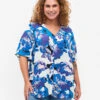Zizzi Short-sleeved Viscose Blouse With Print -Chic Soldes M58877B 1101 ModelFront