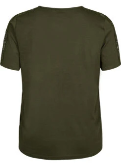 Zizzi Short-sleeved Blouse With Lace And V-neck -Chic Soldes M58888A 0787 Back