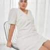 Zizzi Short Sleeve Dress With Draping -Chic Soldes M58895A 1101 ImageFront