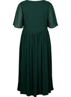 Zizzi Maxi Dress With Pleats And Short Sleeves -Chic Soldes M58903A 0906 Back
