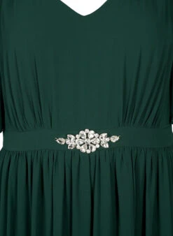 Zizzi Maxi Dress With Pleats And Short Sleeves -Chic Soldes M58903A 0906 Details1