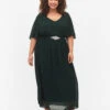 Zizzi Maxi Dress With Pleats And Short Sleeves -Chic Soldes M58903A 0906 ModelFront