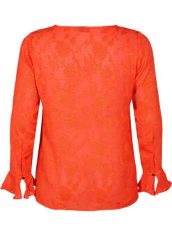 Zizzi Long-sleeved Shirt With Jacquard Look -Chic Soldes M58934A 0236 Back