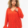 Zizzi Long-sleeved Shirt With Jacquard Look -Chic Soldes M58934A 0236 ModelFront