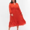 Zizzi Long-sleeved Midi Dress In Jacquard Look -Chic Soldes M58934B 0236 ModelFront