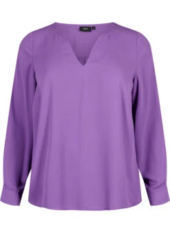Zizzi Long Sleeve Blouse With Wrinkles On The Back -Chic Soldes M58950C 1035 Front