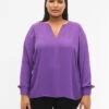 Zizzi Long Sleeve Blouse With Wrinkles On The Back -Chic Soldes M58950C 1035 ModelFront