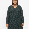 Zizzi Long-sleeved Dress With Foil Print -Chic Soldes M58954A 0906 ModelFront