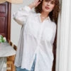 Zizzi Viscose Shirt With Broderie Anglaise -Chic Soldes M58985F 1101 ImageFront