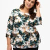 Zizzi Viscose Smock Blouse With Print -Chic Soldes M58986C 0293 ModelFront