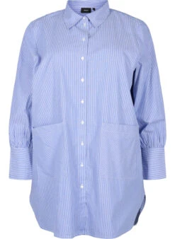 Zizzi Loose-fitting Striped Cotton Shirt -Chic Soldes M58987A 0307 Front