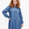 Zizzi Long Sleeve Tunic From TENCEL™ Lyocell -Chic Soldes M58988B 1050 ModelFront