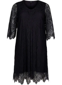 Zizzi Lace Dress With 3/4 Sleeves -Chic Soldes M59131D 0199 Front