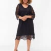 Zizzi Lace Dress With 3/4 Sleeves -Chic Soldes M59131D 0199 ModelFront