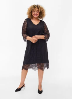 Zizzi Lace Dress With 3/4 Sleeves