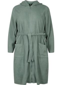 Zizzi Bathrobe With Zipper And Hood -Chic Soldes M59140C 0728 Front