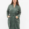 Zizzi Bathrobe With Zipper And Hood -Chic Soldes M59140C 0728 ModelFront