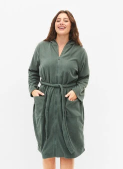Zizzi Bathrobe With Zipper And Hood