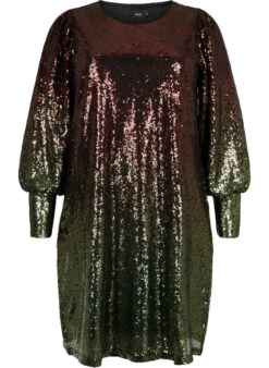 Zizzi Sequin Dress With Balloon Sleeves -Chic Soldes M59172A 0906 Front