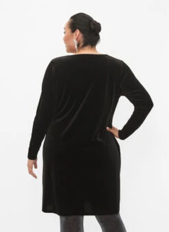 Zizzi Velour Dress With Long Sleeves -Chic Soldes M59185B 0199 ModelBack