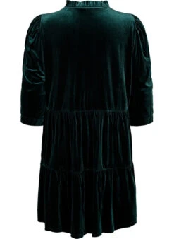 Zizzi Velour Dress With Ruffle Collar And 3/4 Sleeves -Chic Soldes M59185G 0906 Back
