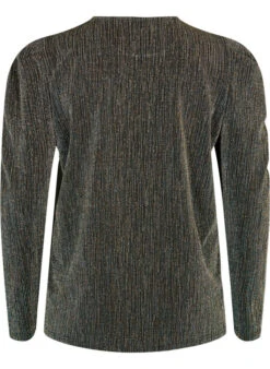 Zizzi Gold-colored Glitter Blouse With Long Sleeves -Chic Soldes M59220A 0199 Back