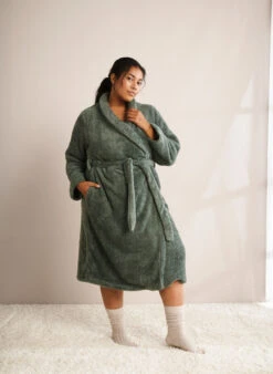 Zizzi Bathrobe With Tie Belt