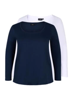 Zizzi Basic Cotton Blouse 2-pack -Chic Soldes M59963F 9994 Front