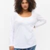 Zizzi Basic Cotton Blouse 2-pack -Chic Soldes M59963F 9994 ModelFront