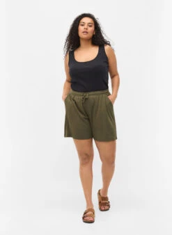 Zizzi 2-pack Basic Tank Top With Rib -Chic Soldes M59964B 9995 ModelFullBody