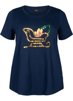 Zizzi Christmas T-shirt With Sequins -Chic Soldes M59966B 1494 Front