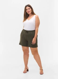 Zizzi Ribbed Basic Top With V-neckline -Chic Soldes M59975A 1101 ModelFullBody