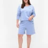 Zizzi Sweat Shorts With Text Print -Chic Soldes M59978B 1517 ModelFront
