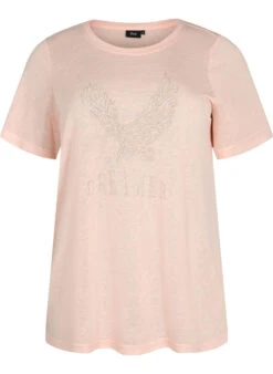 Zizzi T-shirt With Studs And Round Neck -Chic Soldes M59983B 2337 Front