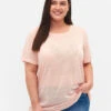 Zizzi T-shirt With Studs And Round Neck -Chic Soldes M59983B 2337 ModelFront
