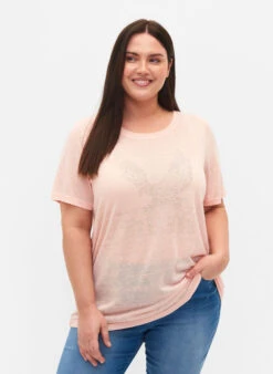 Zizzi T-shirt With Studs And Round Neck