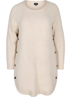 Zizzi Melange Knit Dress With Buttons -Chic Soldes M61007H 1112 Front