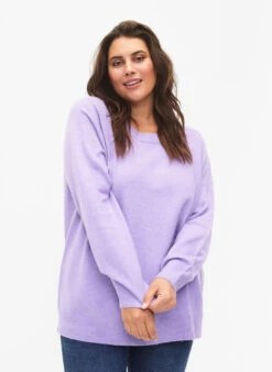 Zizzi Long-sleeved Pullover With Round Neck