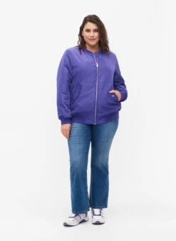 Zizzi Bomber Jacket With Zip -Chic Soldes M61067A 2290 ModelFullBody