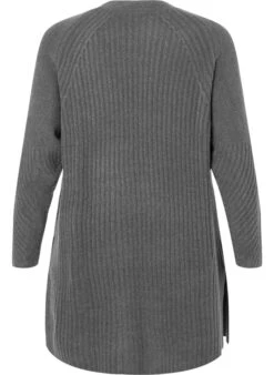 Zizzi Long Rib-knit Cardigan -Chic Soldes M61087K 1801 Back