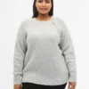 Zizzi Melange Pullover With Pearl Buttons -Chic Soldes M61087L 1810 ModelFront