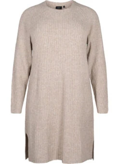Zizzi Rib-knit Dress With Slit -Chic Soldes M61087M 2237 Front