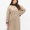 Zizzi Rib-knit Dress With Slit -Chic Soldes M61087M 2237 ModelFront