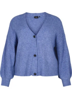 Zizzi Melange Cardigan In Rib Knit -Chic Soldes M61087O 0383 Front