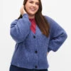 Zizzi Melange Cardigan In Rib Knit