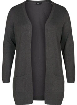 Zizzi Long Knitted Cardigan In A Viscose Blend -Chic Soldes M61099E 1801 Front