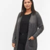 Zizzi Long Knitted Cardigan In A Viscose Blend -Chic Soldes M61099E 1801 ModelFront