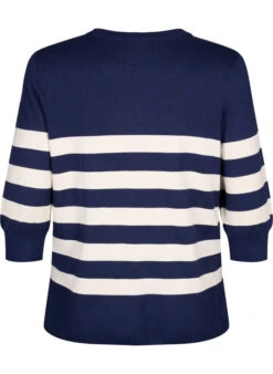 Zizzi Striped Viscose Pullover With 3/4 Sleeves -Chic Soldes M61099P 1494 Back