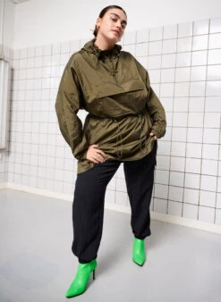 Zizzi Long Anorak With Hood And Pocket